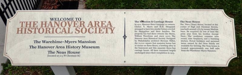 Welcome to the Hanover Area Historical Society Marker. Click for full size. Welcome to the Hanover Area Historical Society Marker image. Click for full size.