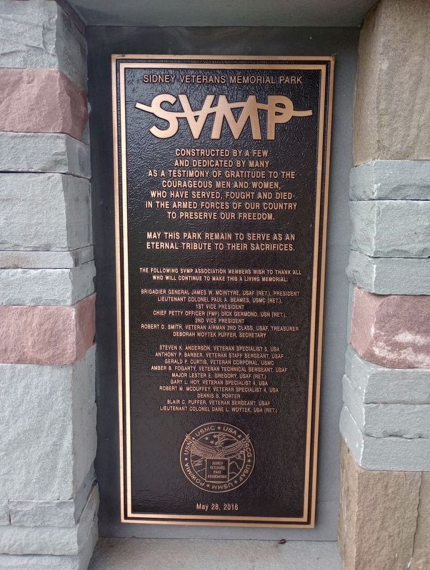 Sidney Veterans Memorial Park Marker image. Click for full size.
