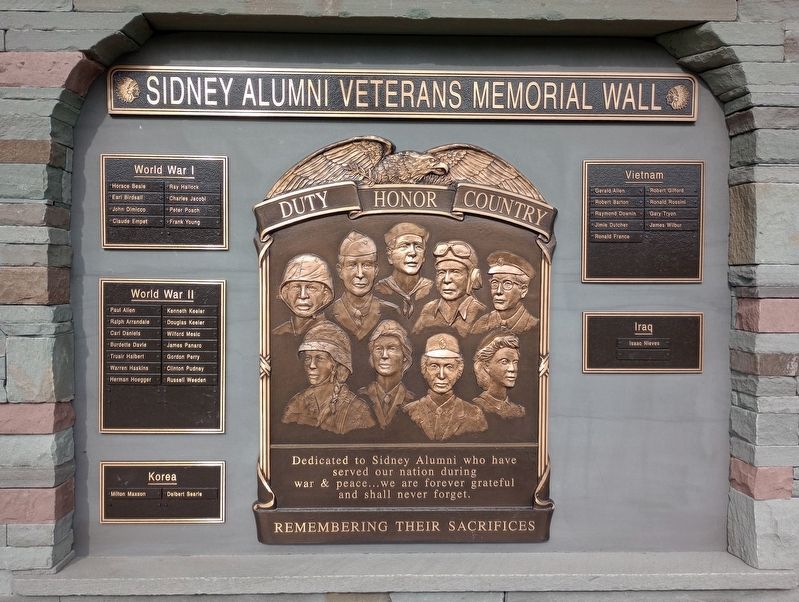 Sidney Alumni Veterans Memorial Wall Marker image. Click for full size.