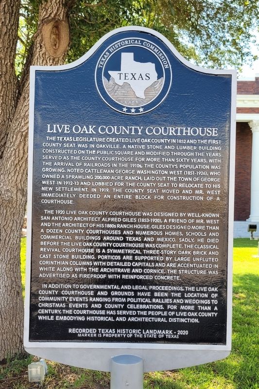 Live Oak County Courthouse Marker image. Click for full size.