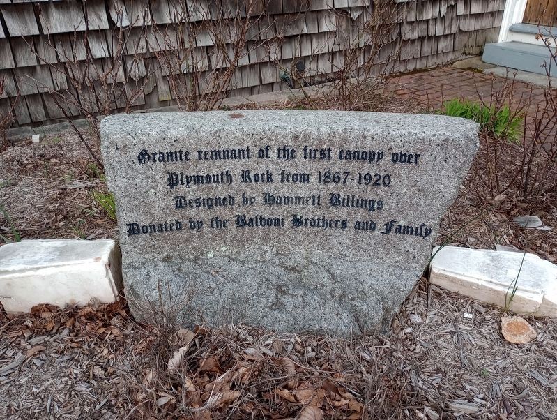 Granite Remnant of the First Canopy Over Plymouth Rock Marker image. Click for full size.