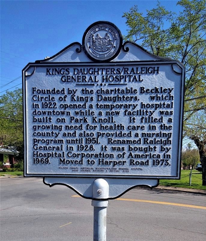 King�s Daughters / Raleigh General Hospital Marker image. Click for full size.