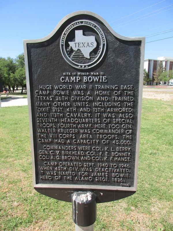 Site of World War II Camp Bowie Marker image. Click for full size.