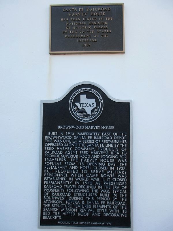 Brownwood Harvey House Marker image. Click for full size.