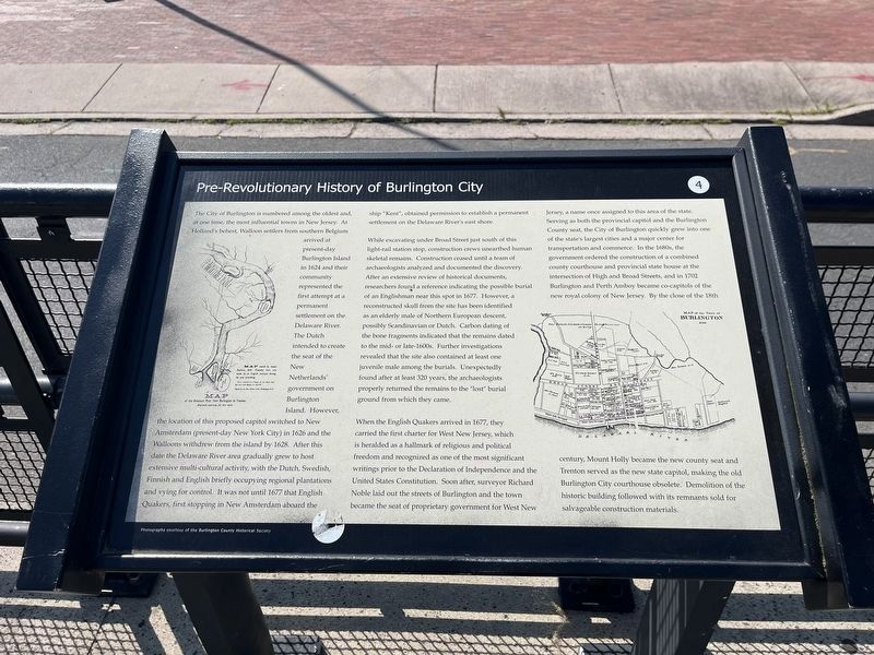 Pre-Revolutionary History of Burlington City Marker image. Click for full size.