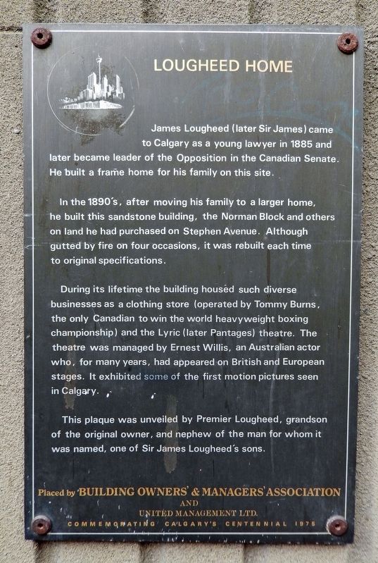 Lougheed Home Marker image. Click for full size.