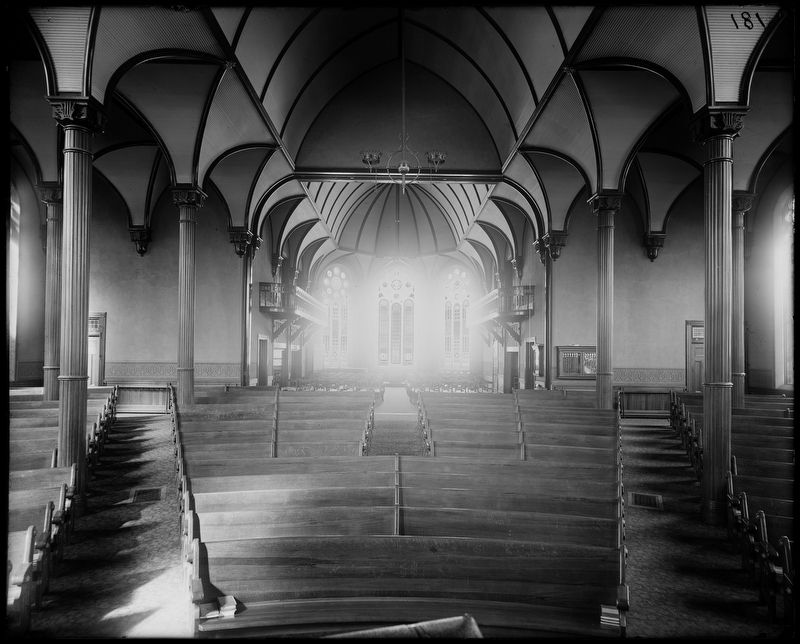 Wesley Methodist Church, interior, 1889 image. Click for full size.