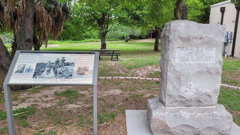The Resaca de la Palma Battlesite Marker (on right). Click for full size. The Resaca de la Palma Battlesite Marker (on right) image. Click for full size.