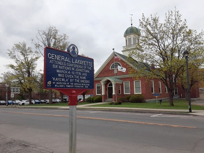 General Lafayette Marker with the Fulton County Courthouse in the background image. Click for full size.