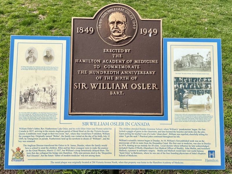 Sir William Osler in Canada Marker image. Click for full size.