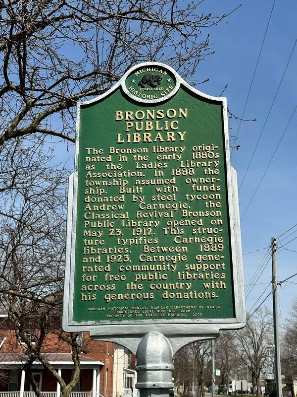 Bronson Public Library Marker image. Click for full size.