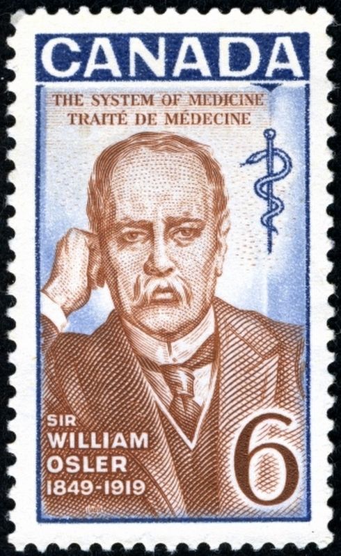 Sir William Osler on a 1969 stamp in honour of the 50th anniversary of his death. image. Click for full size.