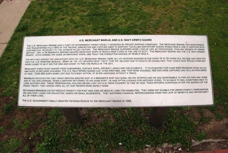 U.S. Merchant Marine and U.S. Navy Armed Guard Marker image. Click for full size.