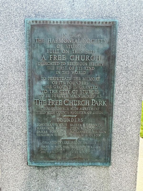 Free Church Park Marker image. Click for full size.
