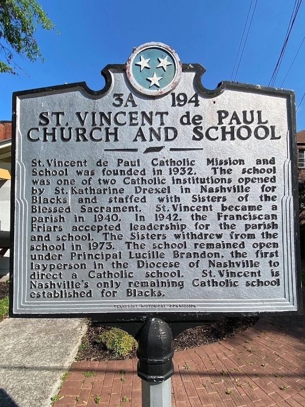 St. Vincent de Paul Church and School Marker. Click for full size. St. Vincent de Paul Church and School Marker image. Click for full size.