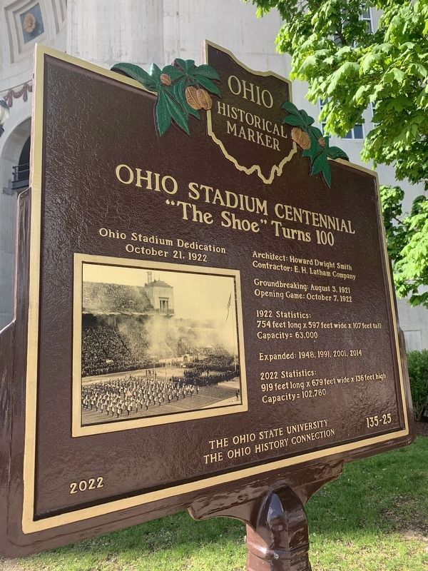 Ohio Stadium Centennial Marker [Reverse] image. Click for full size.