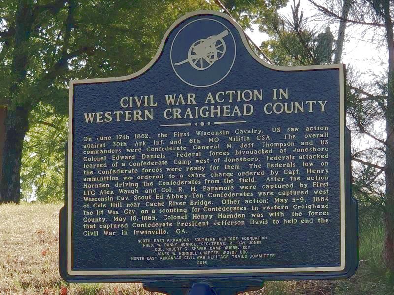 Civil War Action in Western Craighead County Marker. Click for full size. Civil War Action in Western Craighead County Marker image. Click for full size.