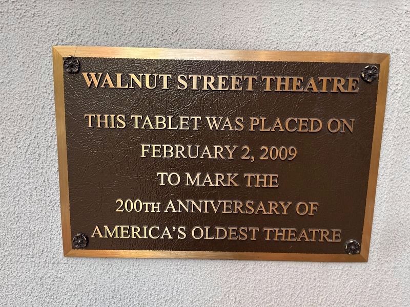 Walnut Street Theatre Marker. Click for full size. Walnut Street Theatre Marker image. Click for full size.