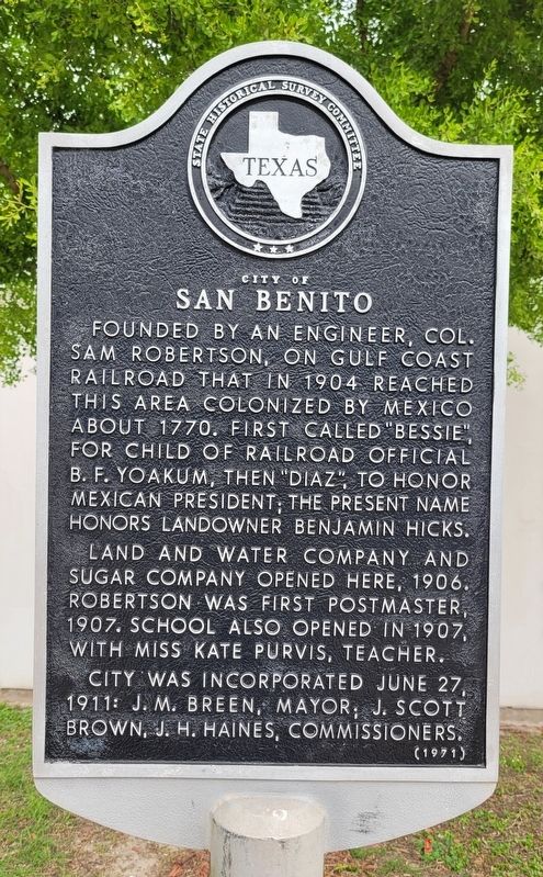 City of San Benito Marker image. Click for full size.