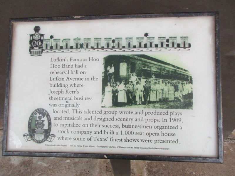 Informational sign for The Hoo Hoo Band image. Click for full size.