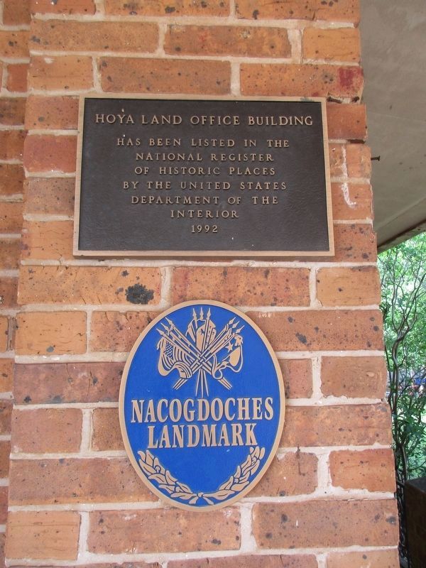 Chas. Hoya Land Office National Register of Historic Places plaque image. Click for full size.
