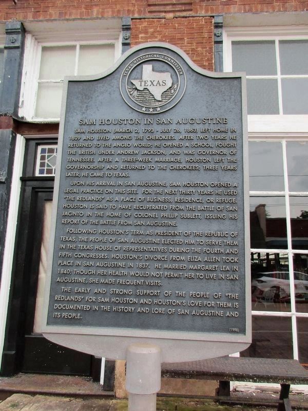 Sam Houston in San Augustine Marker image. Click for full size.