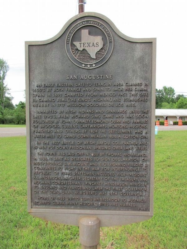 San Augustine Marker. Click for full size. San Augustine Marker image. Click for full size.