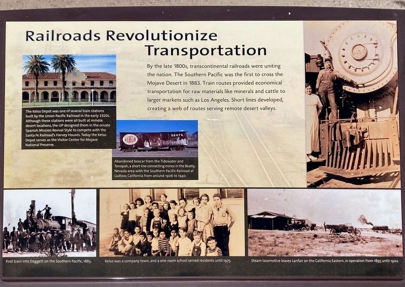 Railroads Revolutionize Transportation Marker. Click for full size. Railroads Revolutionize Transportation Marker image. Click for full size.