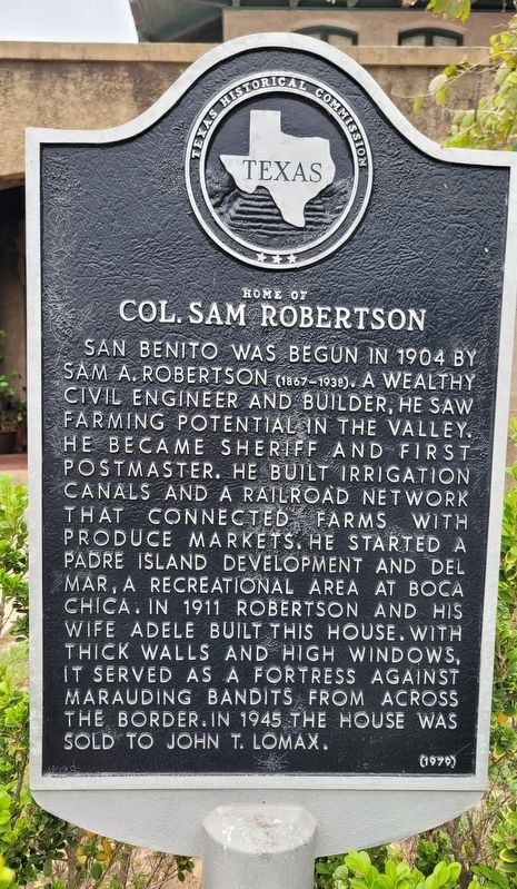 Home of Col. Sam Robertson Marker image. Click for full size.