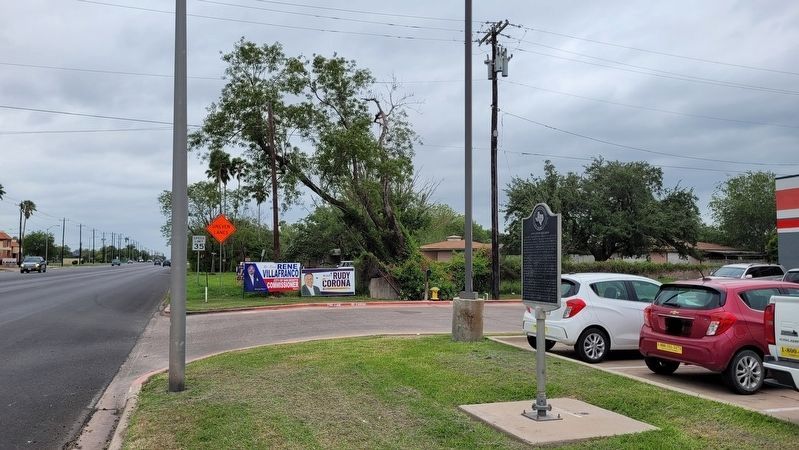 The view of the Spiderweb Railroad Marker from the street image. Click for full size.