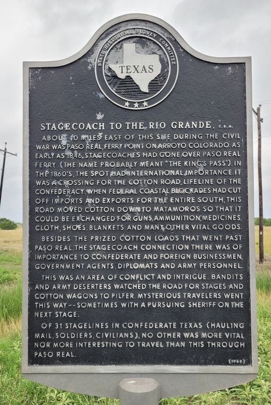 Stagecoach to the Rio Grande, C.S.A. Marker image. Click for full size.