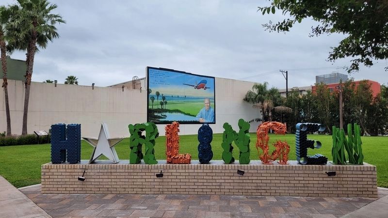 Lozano Plaza with Harlingen sign image. Click for full size.