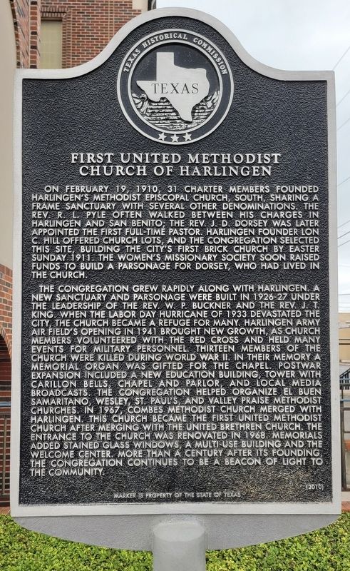 First United Methodist Church of Harlingen Marker image. Click for full size.