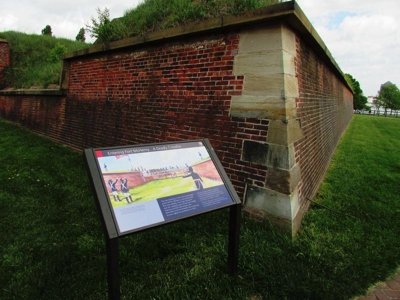 Entering Fort McHenry
A Deadly Crossfire Marker. Click for full size. Entering Fort McHenry
A Deadly Crossfire Marker image. Click for full size.