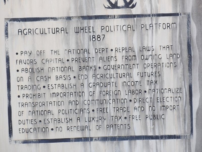 Agricultural Wheel Political Platform 1887 Marker image. Click for full size.