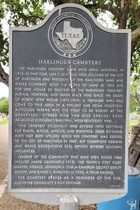 Harlingen Cemetery Marker image. Click for full size.