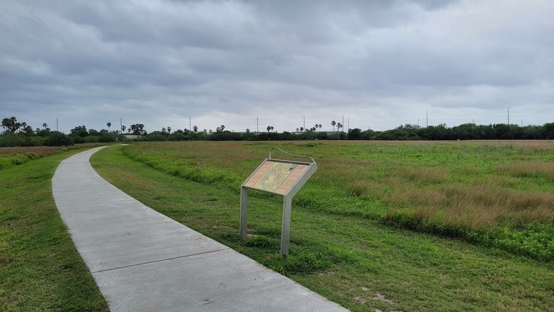 The view of the A Daunting Defense Marker along the trail image. Click for full size.