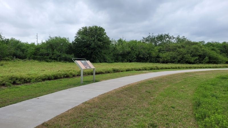 The view of the These Brave Men Marker along the trail image. Click for full size.