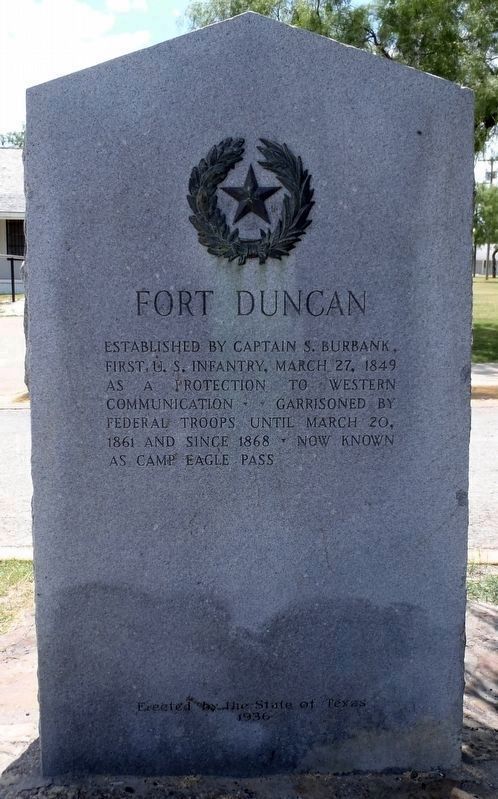 Fort Duncan 1936 Marker image. Click for full size.