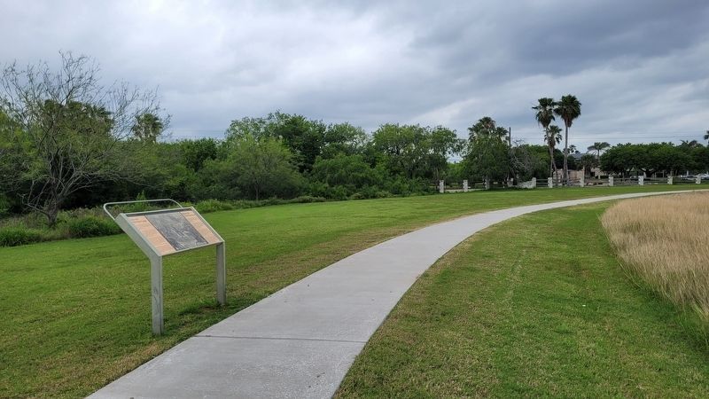 The view of the Into the Mexican Camp Marker along the trail image. Click for full size.