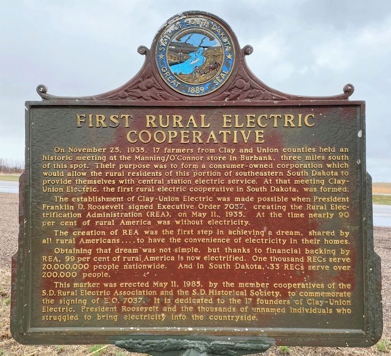 First Rural Electric Cooperative Marker image. Click for full size.
