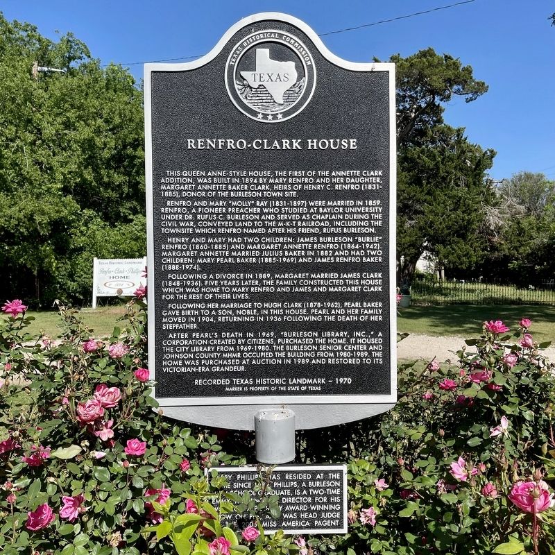 Renfro-Clark House Texas Historical Marker image. Click for full size.