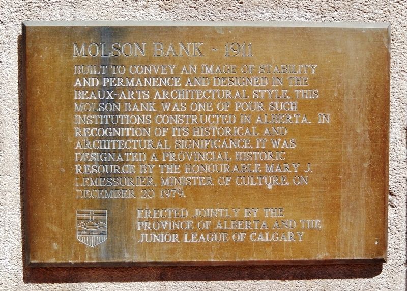 Molson Bank ~ 1911 Marker image. Click for full size.