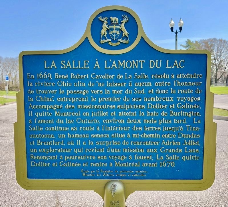 La Salle at the Head of the Lake/ La Salle � L�amont du Lac Marker (fran�ais) image. Click for full size.