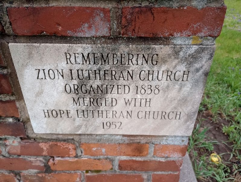 Zion Lutheran Church Cornerstone Marker, Side One image. Click for full size.