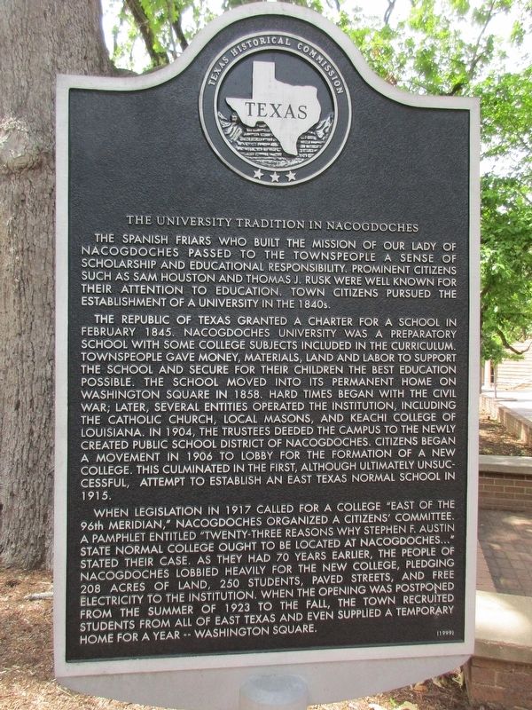 The University Tradition in Nacogdoches Marker image. Click for full size.