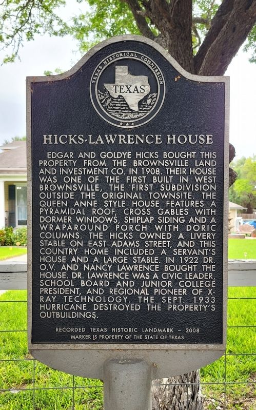 Hicks-Lawrence House Marker image. Click for full size.