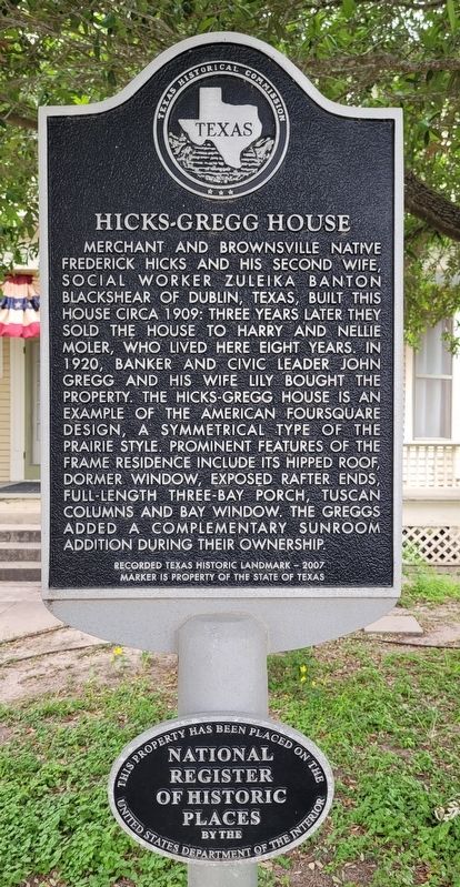 Hicks-Gregg House Marker. Click for full size. Hicks-Gregg House Marker image. Click for full size.