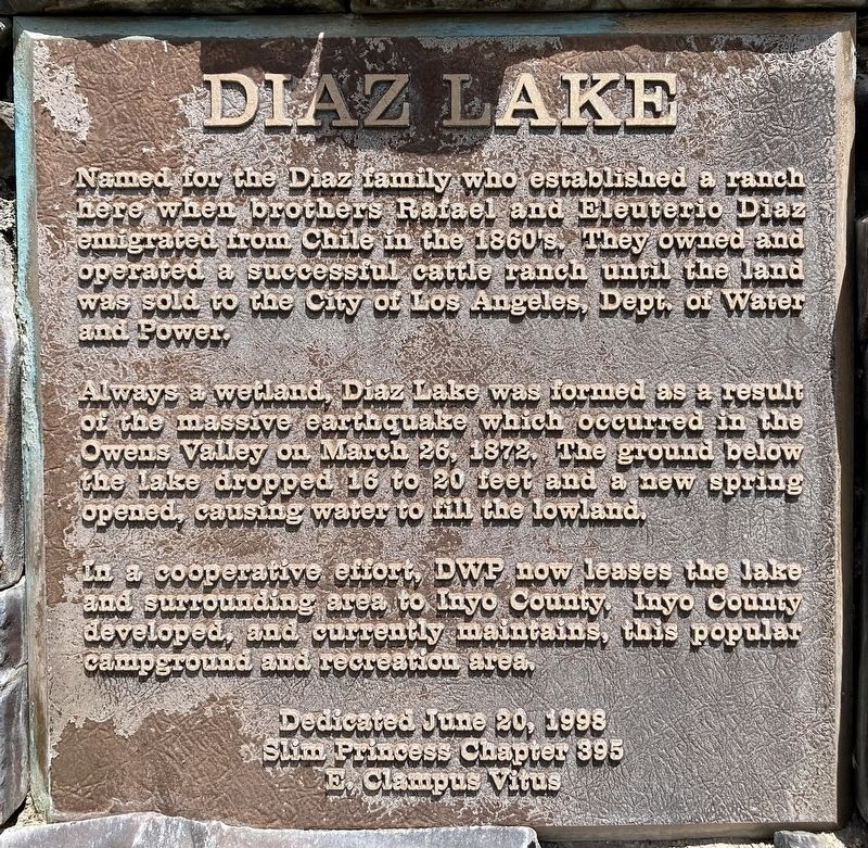 Diaz Lake Marker. Click for full size. Diaz Lake Marker image. Click for full size.