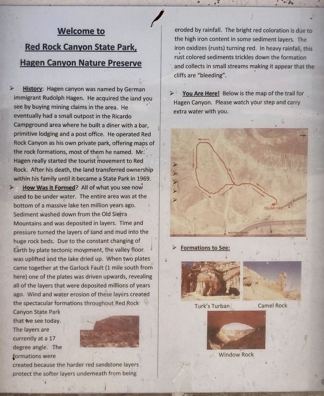 Red Rock Canyon State Park Marker. Click for full size. Red Rock Canyon State Park Marker image. Click for full size.